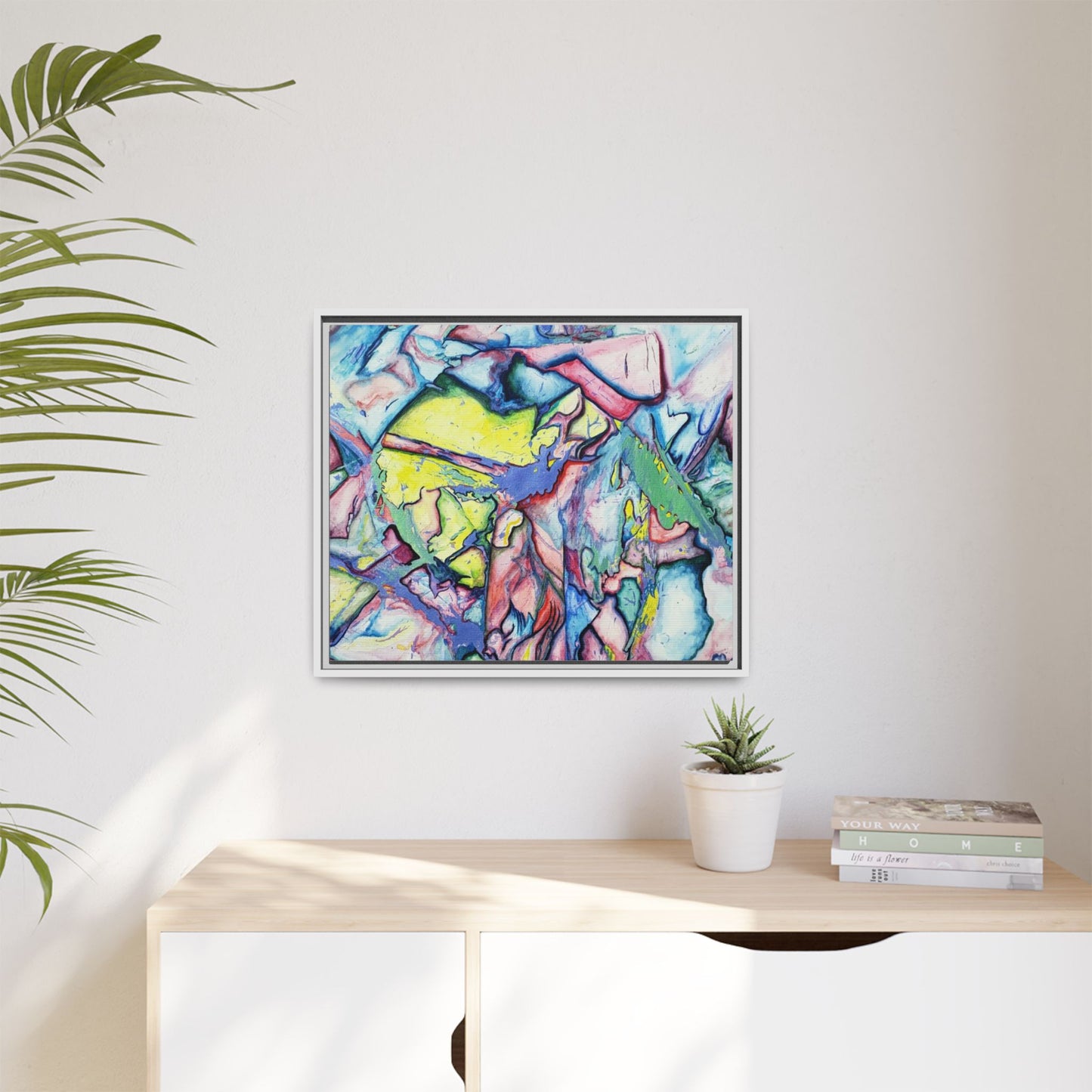 Alien Abstract Colorful Framed Canvas Art - Kia Day Design