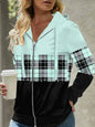 Loose Retro Hooded Zipper Sweatshirt - green L - hoodie