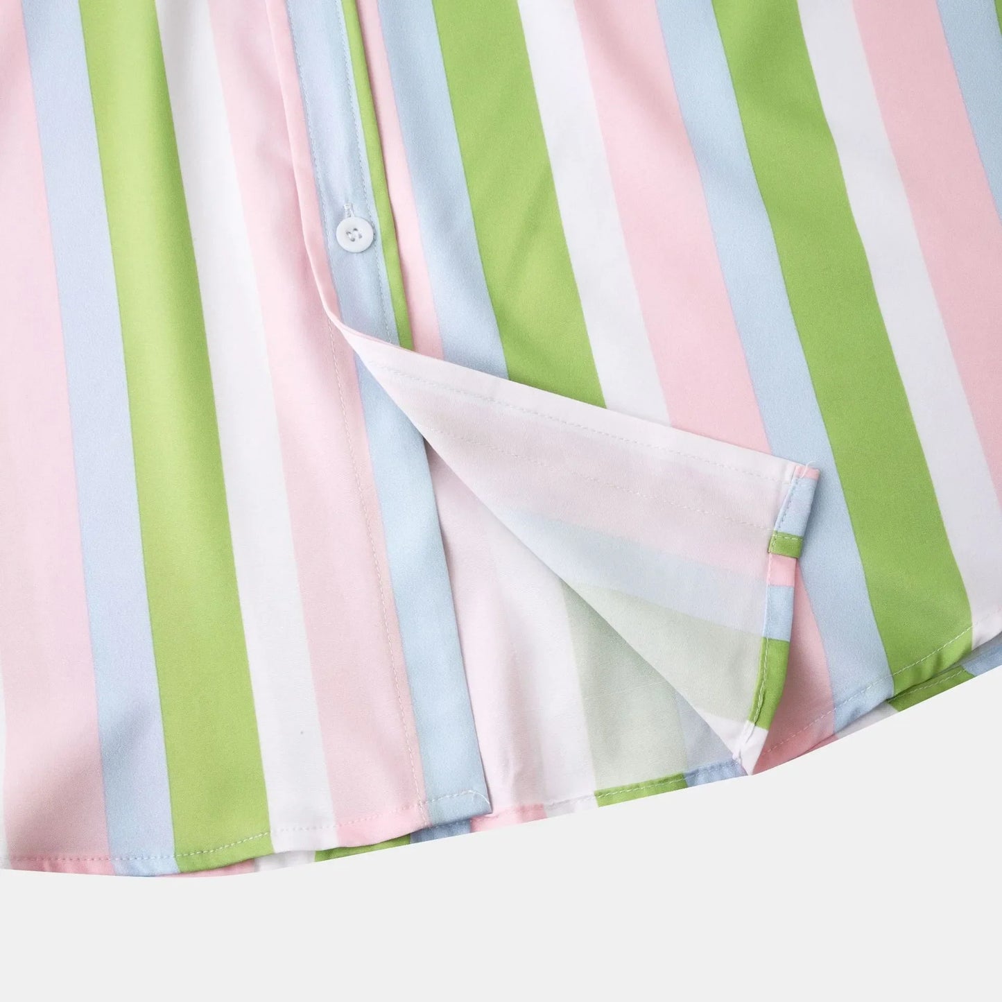 Men's Striped Long Sleeve Button-Up Shirt - -