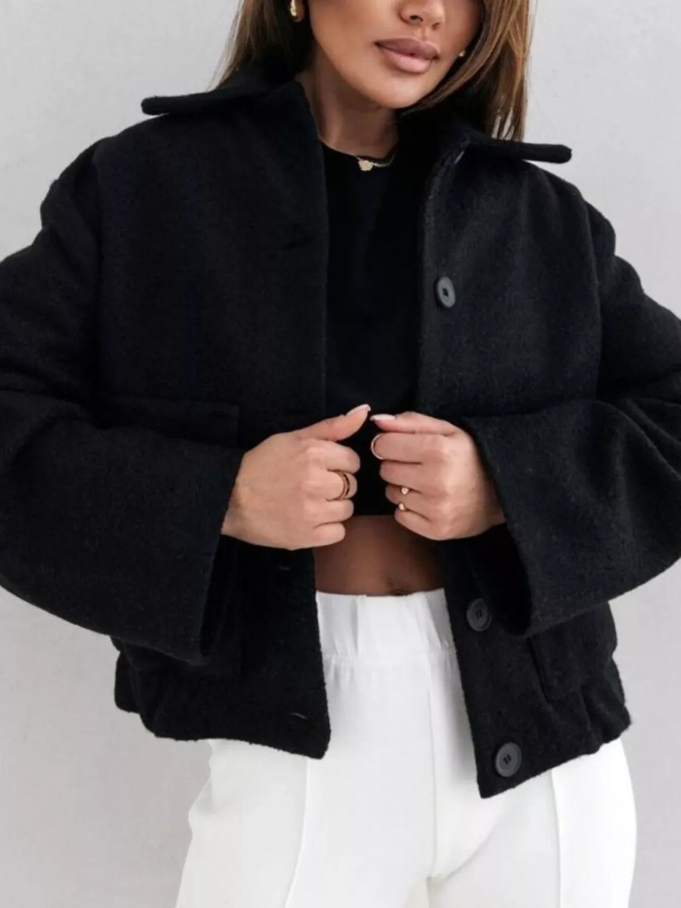 Button-Down Long Sleeve Outerwear - -
