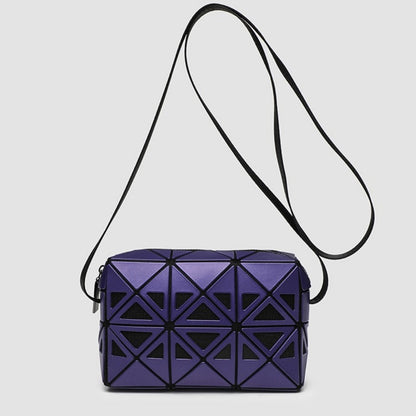 Fashion mini square box, hollow geometric design splicing crossbody bag, fashion commuter shoulder Crossbody bag, small square purse - -