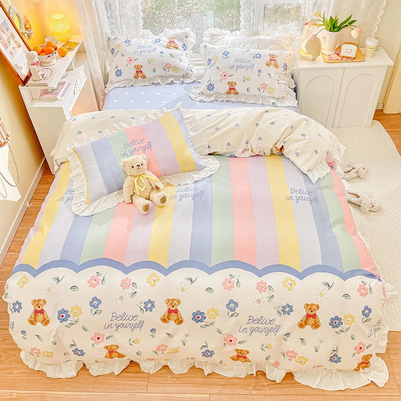 4 Pieces Fruits Cherry Pattern Kids Bedding Sets