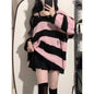 Deeptown Pink Striped Vintage Knitted Sweater - Kia Day Design
