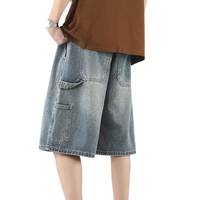 Mens Denim Shorts - Vintage Wash Summer Style - - jeans