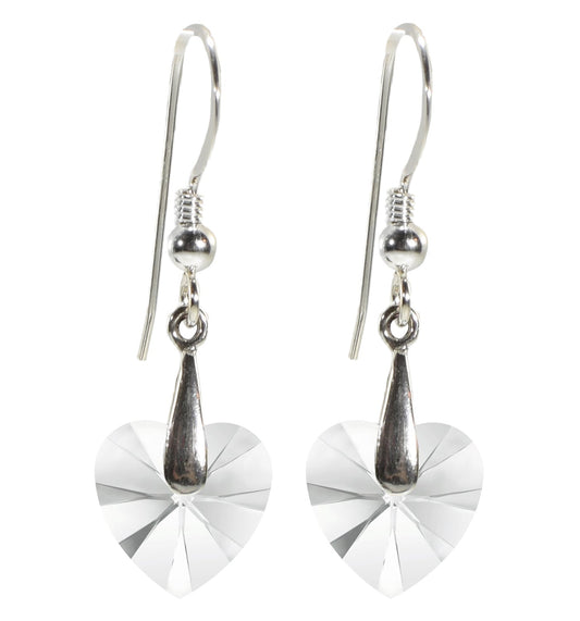 Swarovski Crystal Heart Drop Earrings 925 Sterling Silver - Crystal - earrings