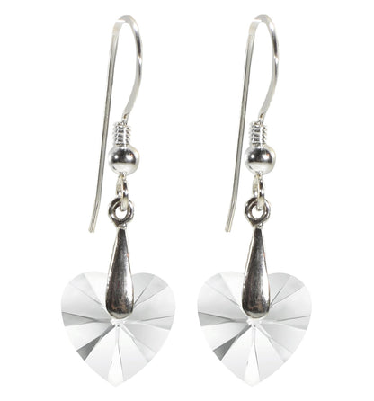 Swarovski Crystal Heart Drop Earrings 925 Sterling Silver - - earrings
