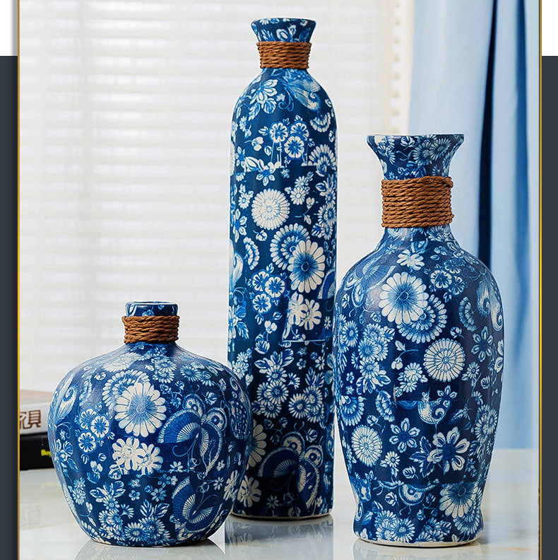 Ceramic Blue and White Retro Decoration Vases