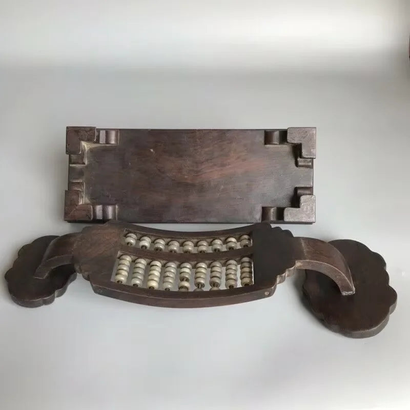 Old Chinese Wood Abacus with Jade Beads - - Statues or Ornaments