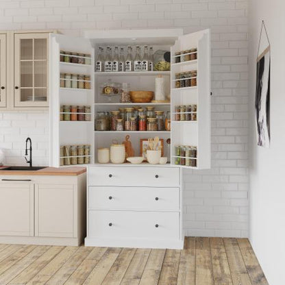 Classic Farmhouse White Kitchen Pantry - White - pantry