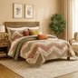 DaDa Bedding Cranberry Sage Floral Chevron Quilt Set - Lightweight Bedspread - California King - Bedspreads