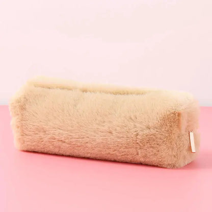 Solid Color Plush Pencil Case Khaki