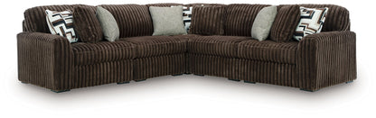 Midnight-Madness - Sectional - Dark Brown 5 Pc. Sectional - Stationary Sectionals
