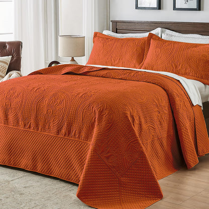 Persian Elegance Oversized King Quilt Set 3-Piece - Burnt Orange 120"x120" - quilt