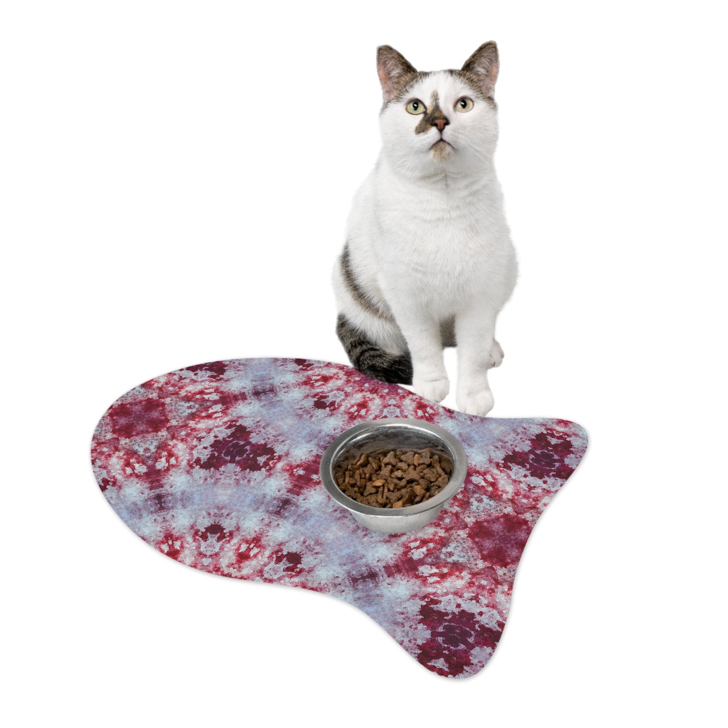 Red and White Tie Dye Pet Feeding Mats