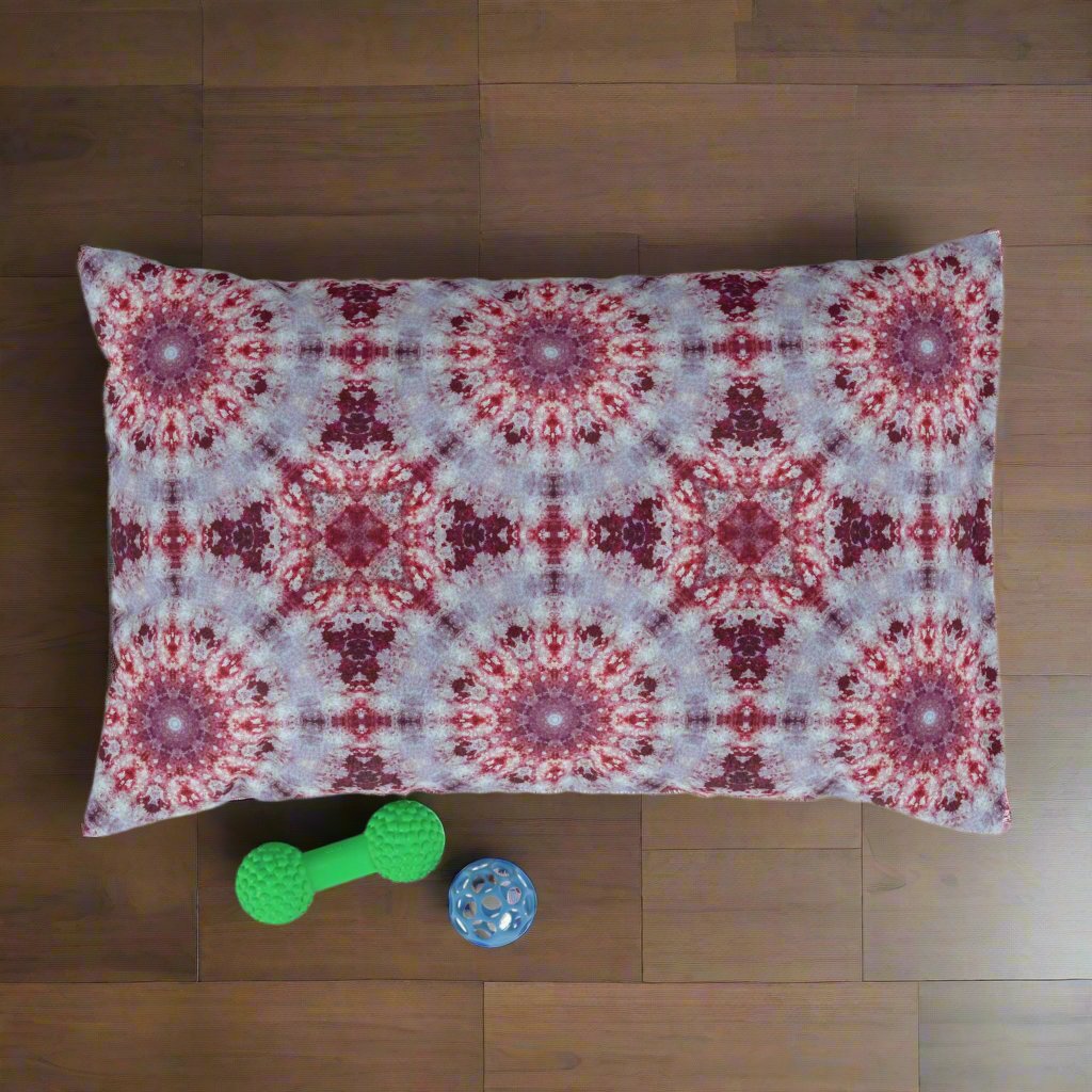 Red and White Tie Dye Pet Bed