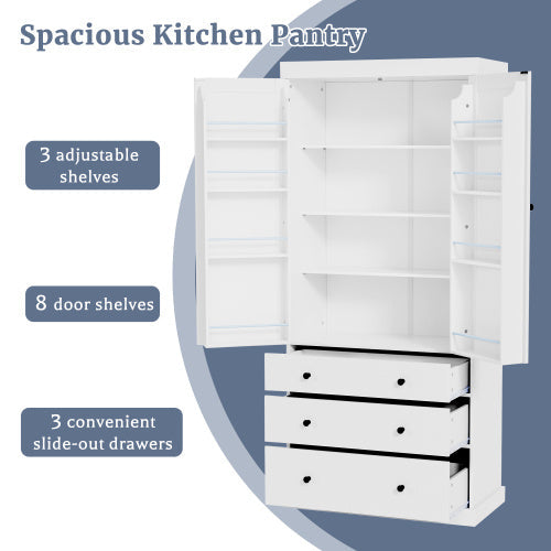 Classic Farmhouse White Kitchen Pantry - - pantry