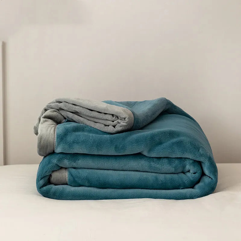 Simple Japanese Style Plain Milk Velvet Casual Blanket - - blanket