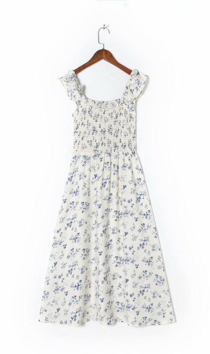Vintage Floral Printed Dress for Women - Picture Color M - dress
