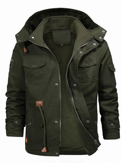 Men's Full Size Zip Up Fleece Lined Jacket Plus Size - Green -