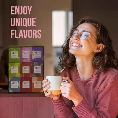 Premium 90 Tea Bags Sampler Assortment, 9 Different Flavors - -