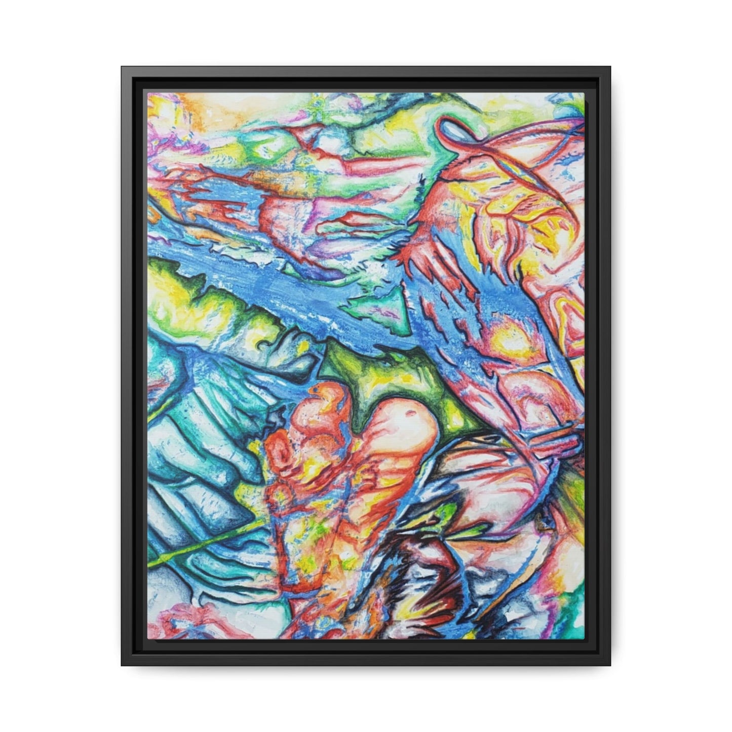 Multi-Color Abstract Framed Canvas Art Print - Kia Day Design