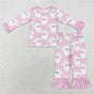 Christmas Santa Pajama Sets light pink white