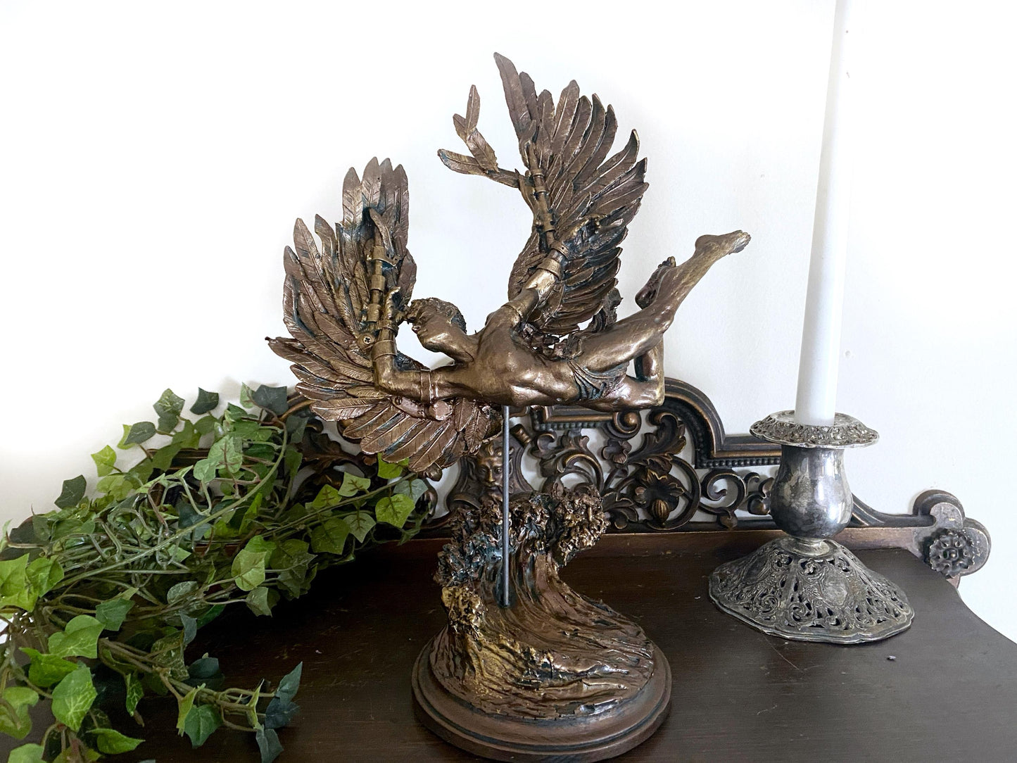 Flight of Icarus/ Fallen Angel Statue, Hand Painted Resin | Mythological Character Figurine | Myths and Legends Statue |Fantasy Art Decor - -