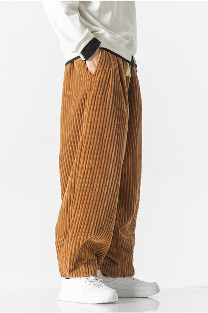Men's Plus Size Corduroy Wide Leg Casual Pants - -