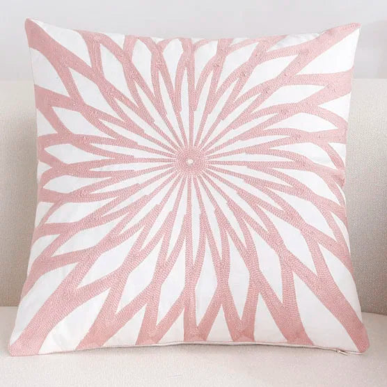 Solid Color Geometric Cushion Cover, Pink Decorative Sofa Cushion Cover