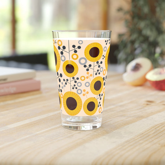 Sunflower Print Pint Glass - 16oz - Kia Day Design