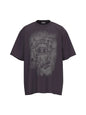 Men's Cartoon Character Graphic Oversized T-Shirt - Purple - T-Shirt