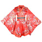 Womens Red Kimono Yukata - Traditional Japanese Dress with Obi Belt - Red - kimono