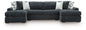 Midnight-Madness - Sectional - Dark Gray 3 Pc. Double Chaise Sectional - Stationary Sectionals