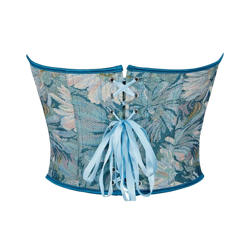 Blue Floral Corset Strapless Top 12 Glue Bones