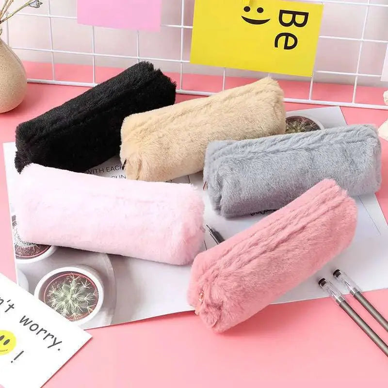 Solid Color Plush Pencil Case