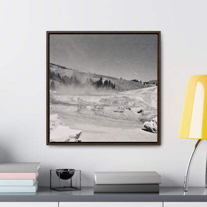 Mammoth Hot Springs Gallery Canvas Wraps Square Frame 20″ x 20″ Premium Gallery Wraps (1.25″) Walnut