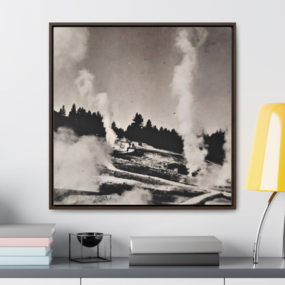 Norris Geyser Yellowstone Gallery Canvas Wraps Square Frame 30″ x 30″ Premium Gallery Wraps (1.25″) Walnut