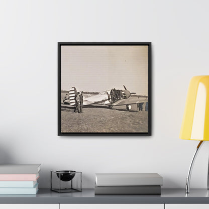 Army Pursuit Plane Ames Airport 1939 Gallery Canvas Wraps Square Frame 16″ x 16″ 1.25" Black