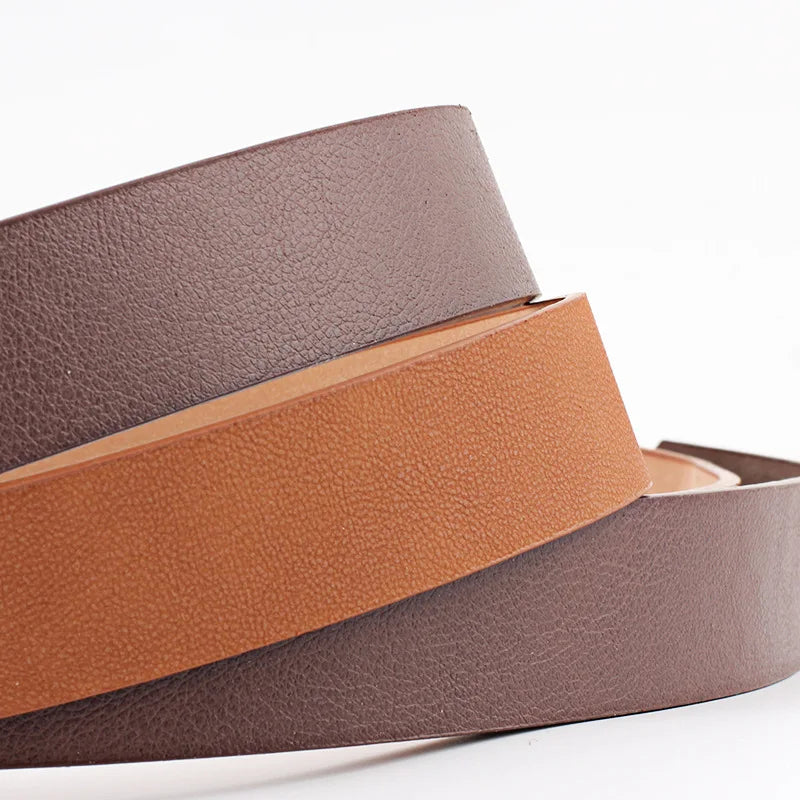 Belt With Round Buckle Vintage Simple Non Porous Ladies PU Leather Belt