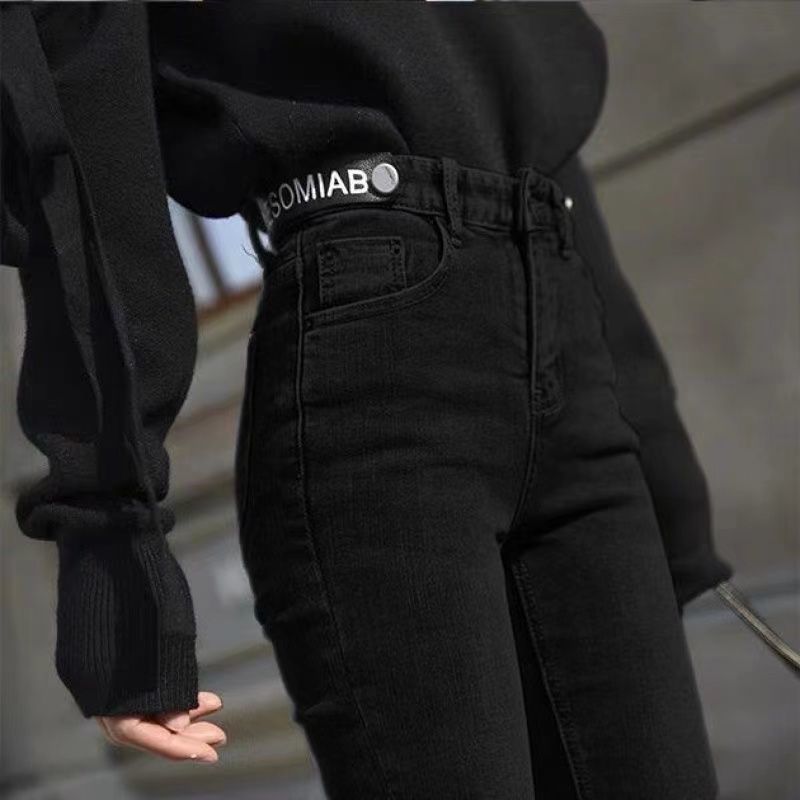 High Waist Korean Style Womens Jeans - Black XL - Women's Fashion - Women's Clothing - Bottoms - Jeans