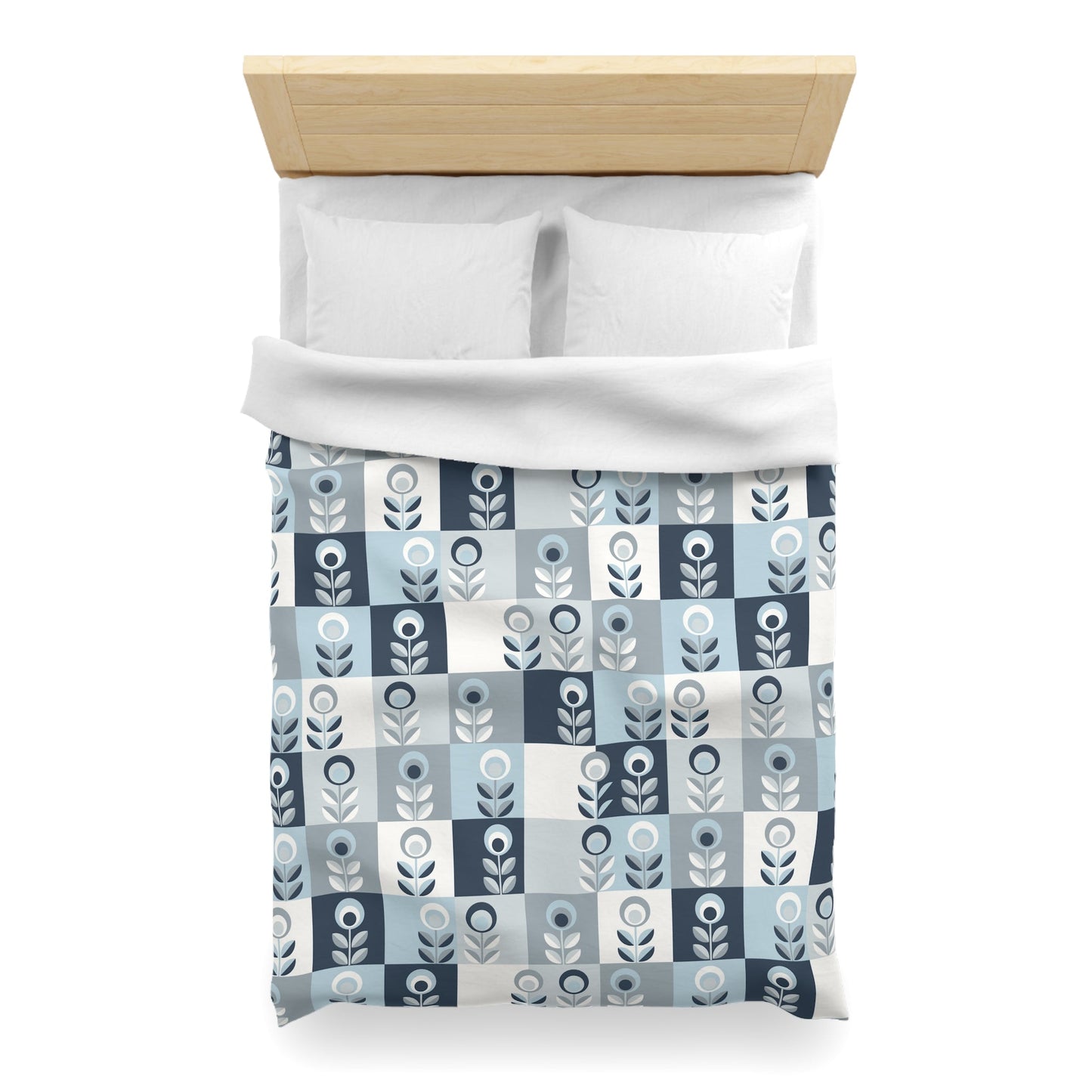Blue Botanical Pattern Microfiber Duvet Cover - Kia Day Design