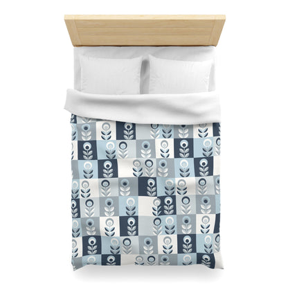 Blue Botanical Pattern Microfiber Duvet Cover - Kia Day Design