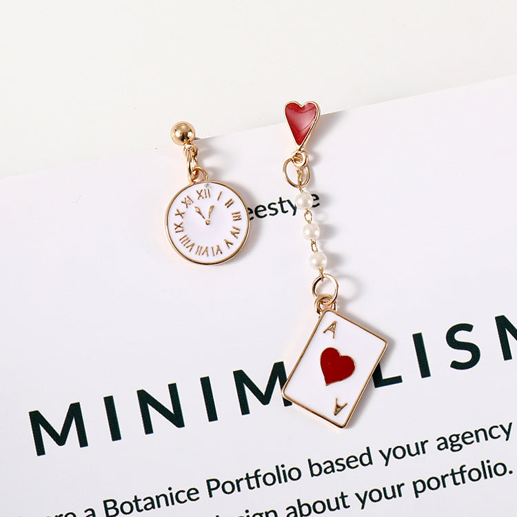 Alice in Wonderland Playing Card Cute Earrings - White - earrings