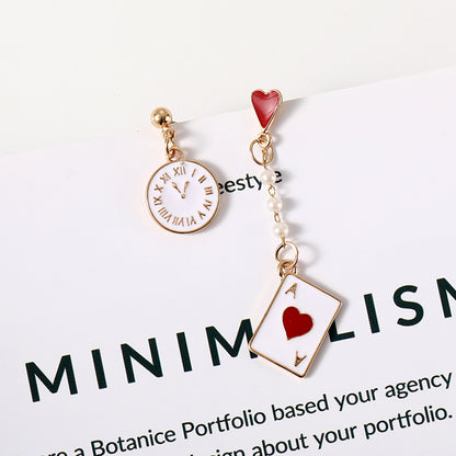 Alice in Wonderland Playing Card Cute Earrings - White - earrings