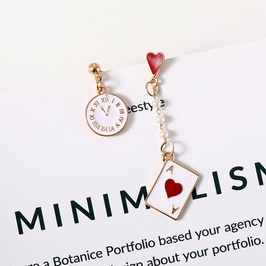 Alice in Wonderland Playing Card Cute Earrings - White - earrings