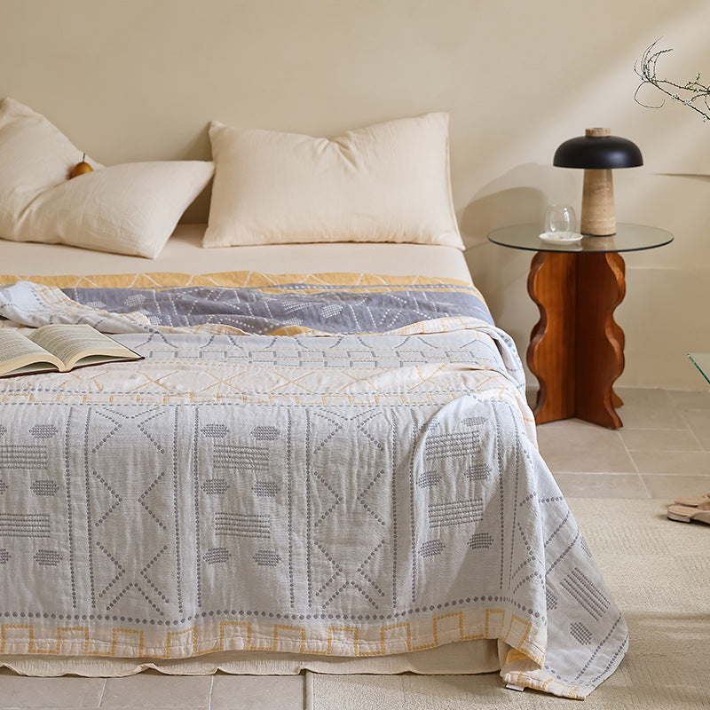New Cotton Three-Layer Gauze Blanket for All Seasons - Bella-yellow 150 x200cm (about 0.85kg) - blanket