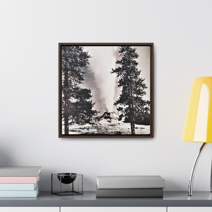 Castle Geyser Yellowstone Gallery Canvas Wraps Square Frame 16″ x 16″ Premium Gallery Wraps (1.25″) Walnut