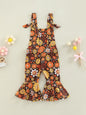 Girls' Floral Print Bell-bottom Pants Jumpsuit- Baby Joy- {{Product type}}