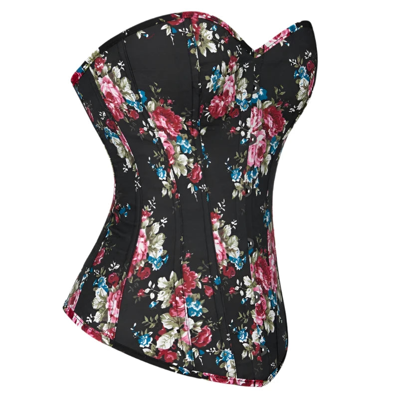 Beautiful Floral Print Corset Plastic Boned