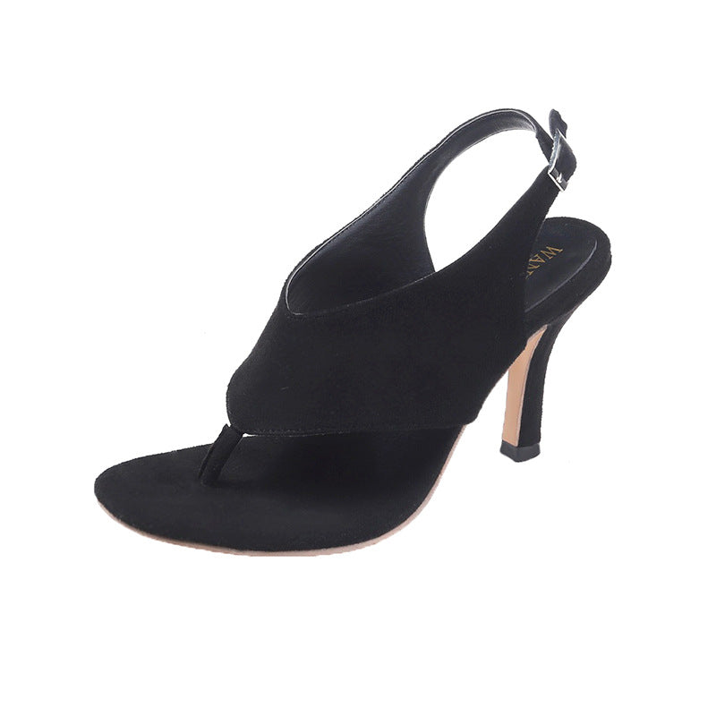 Chic Buckle Stiletto Sandals for Women - Black 41 - heels